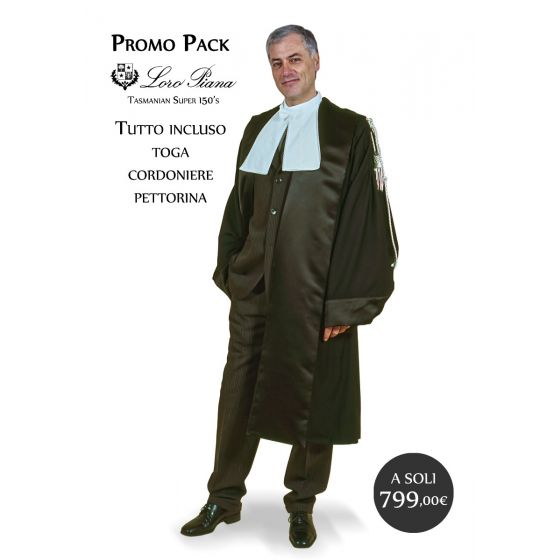 PROMO PACK TOGA AVVOCATO UOMO TESSUTO LORO PIANA TASMANIAN® SUPER 150'S